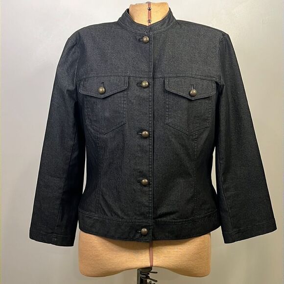 Josephine Chaus Fitted Denim Jacket - Size 10 - Picture 1 of 12